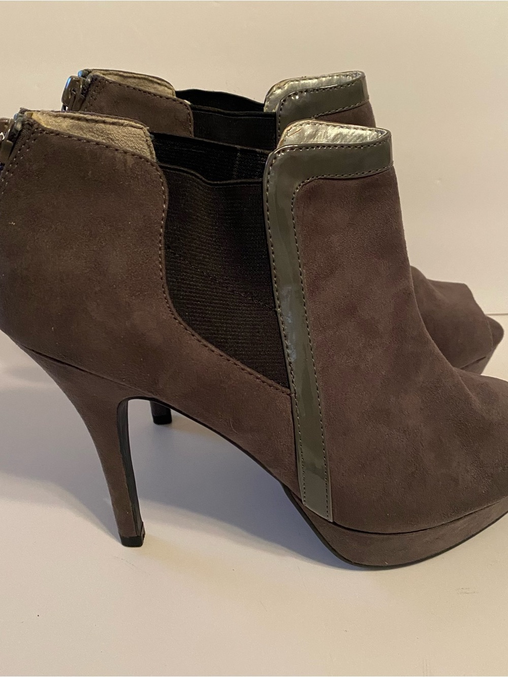 Women's Fergalicious Gray Suede High-Heel Ankle Boot